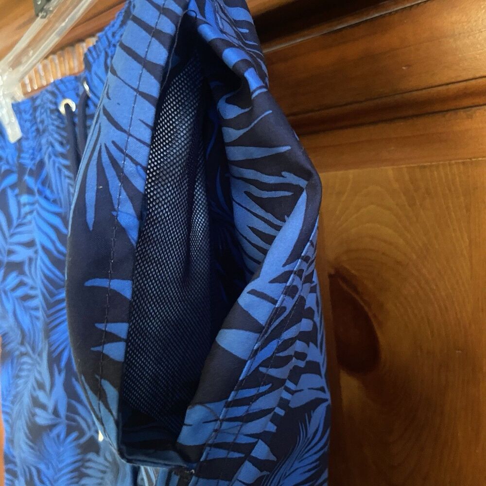 Lands End Men’s 8" Swim Shorts Trunks Sz Large 36-38 Blue Palms Tropical Beach - Picture 3 of 13